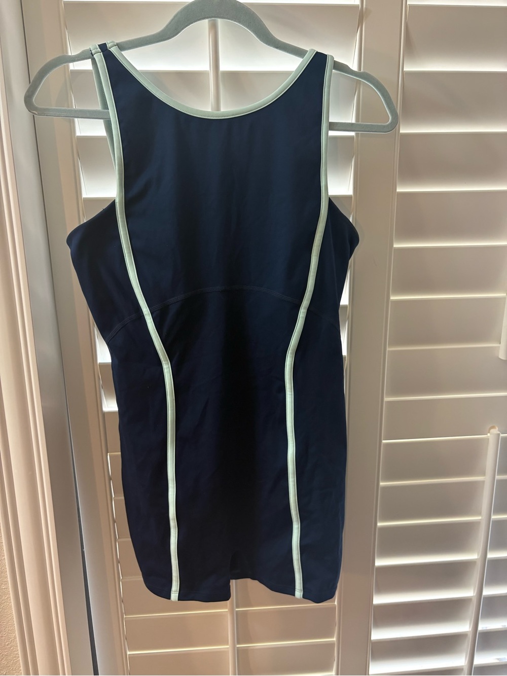 New FP Movement by Free People Navy Romper with Mint Trim